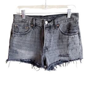 Levi’s 501 Button Fly Denim Short Trashed Black 27